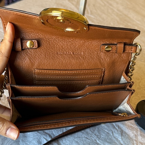 Michael Kors Tan Leather Crossbody Bag with Gold Accents - Picture 10 of 13